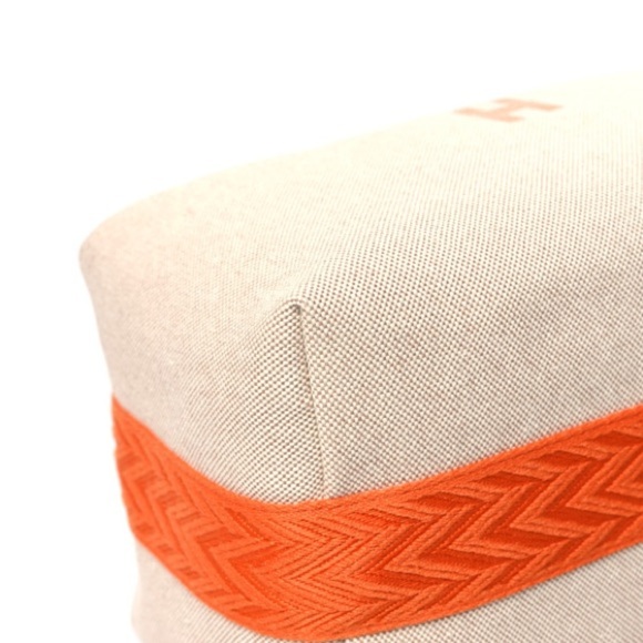 New HERMES Canvas Large Bride-A-Brac Pouch Case Natural Orange - Picture 6 of 11